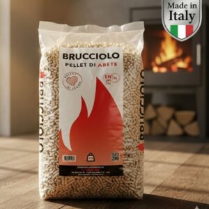 Pellet di legno BRUCCIOLO Abete A1 – Bancale 70 sacchi da 15 kg – Certificazione ENplus A1 – Made in Italy