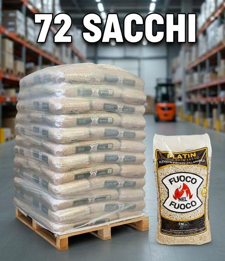 Pellet di legno FUOCO NEL FUOCO PLATIN A1 – Bancale 72 sacchi da 15 kg – Certificazione ENplus A1 - immagine 2