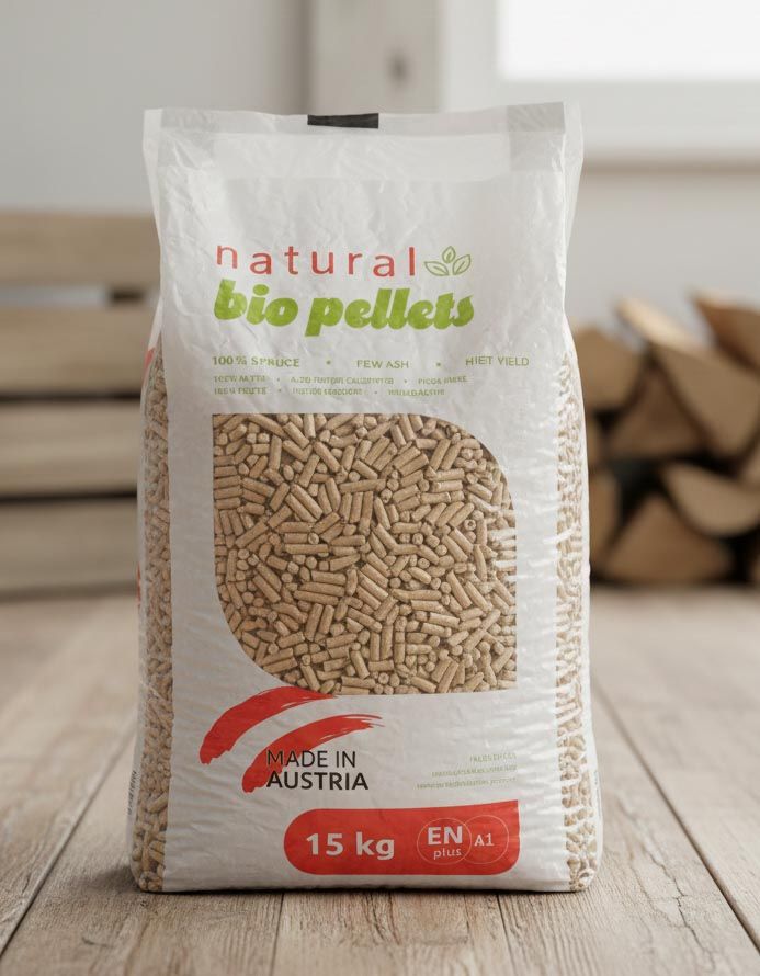 Pellet di legno BIO PELLETS Abete A1 – Bancale 70 sacchi da 15 kg – Certificazione ENplus A1 – Origine Austria