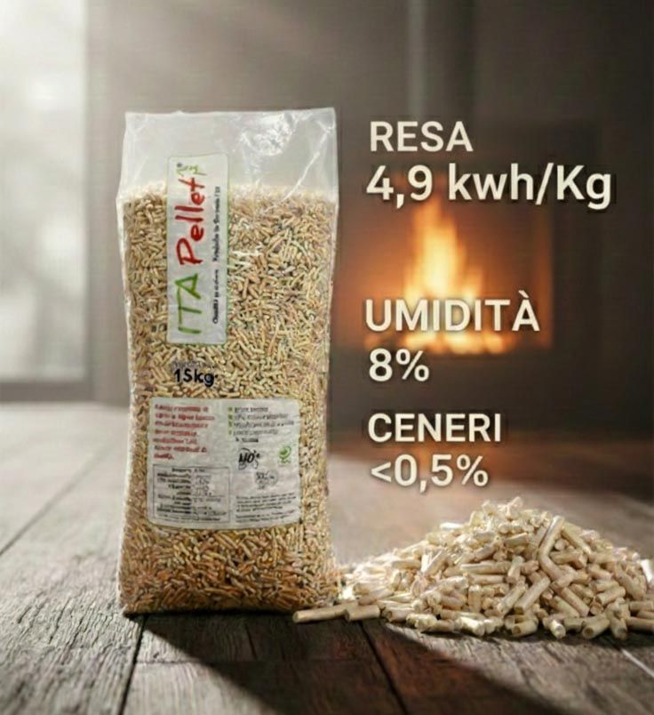 Pellet ITAPELLET Abete A1 – Bancale 66 sacchi da 15 kg – Certificato ENplus A1, HD Plus e PEFC – Origine Germania