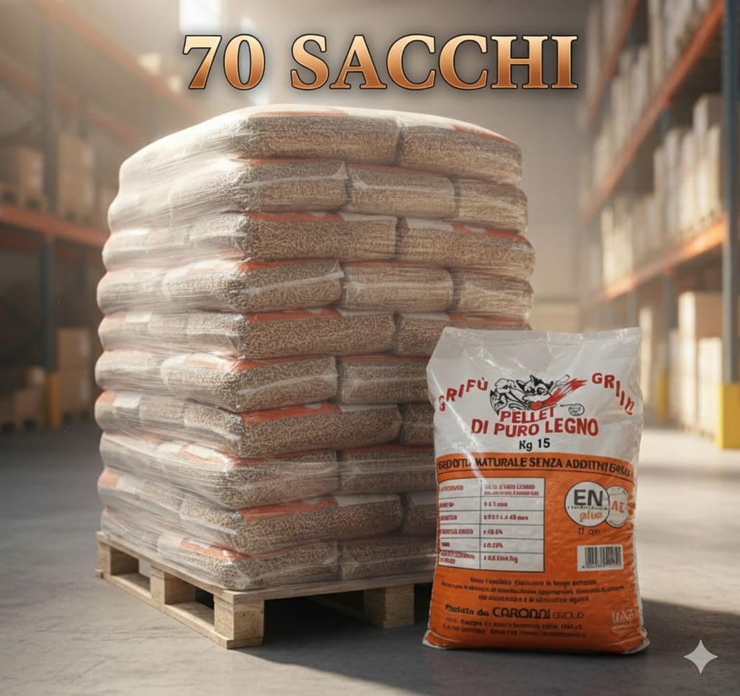 Pellet GRIFÚ MISTO Faggio/Abete ENplus A1 – Bancale 70 sacchi da 15 kg – Prodotto in Italia - immagine 2