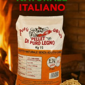 Pellet GRIFÚ MISTO Faggio/Abete ENplus A1 – Bancale 70 sacchi da 15 kg – Prodotto in Italia