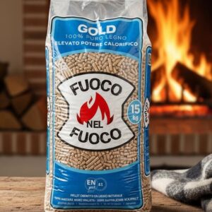 Pellet FUOCO NEL FUOCO GOLD Faggio ENplus A1 – Bancale 72 sacchi da 15 kg – Origine Slovenia, Prodotto in Croazia