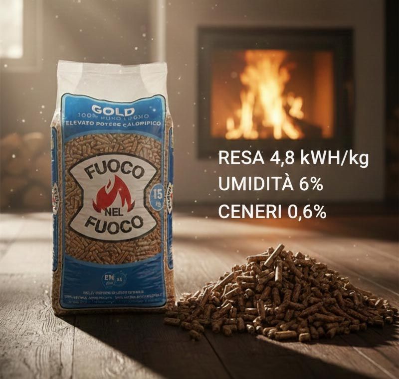 Pellet FUOCO NEL FUOCO GOLD Faggio ENplus A1 – Bancale 72 sacchi da 15 kg – Origine Slovenia, Prodotto in Croazia - immagine 3